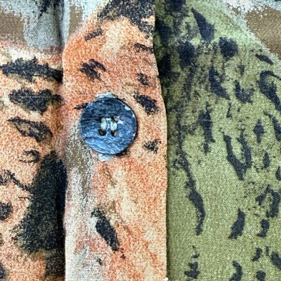 Vtg Carole Little Rayon Maxi Skirt Safari Tiger Big Cat 80s Button Front Size 8 - Picture 4 of 9